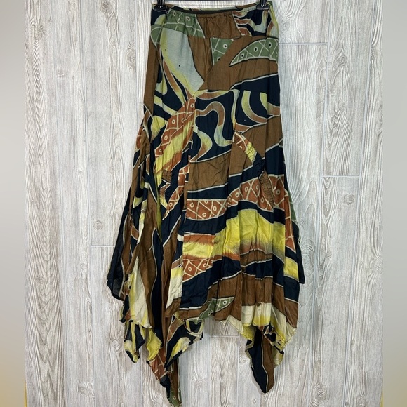 Vintage Sterling Styles Asymmetrical Abstract Adjustable Length Midi Skirt SZ L - Picture 9 of 16